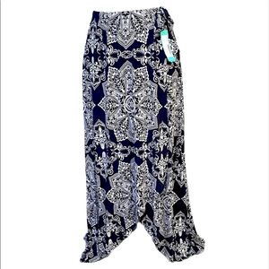 Loveappella Madyson Faux Wrap Knit MIDI Skirt